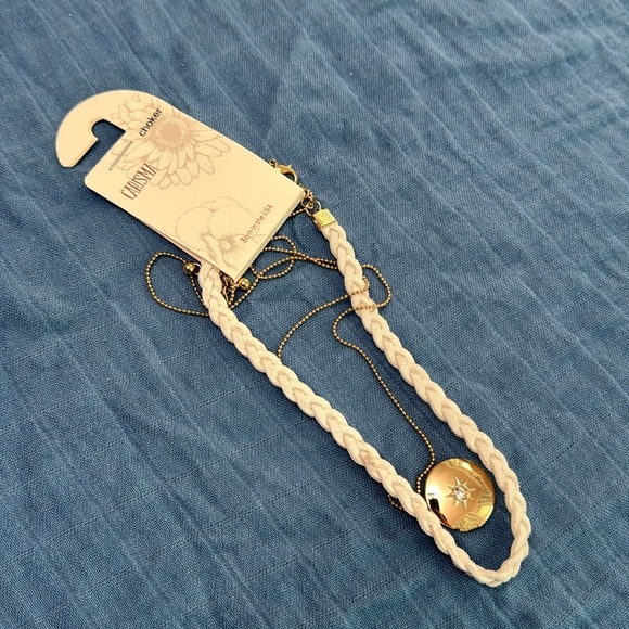 Carisma Gold White Braid Set of 2 Choker Long Constellation Star Locket Necklace - Picture 1 of 4